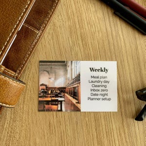 Aangepaste teksttaakkaart - studietijd - gepersonaliseerde kaart voor je planner - taken, routines en herinneringen toevoegen - functioneel, minimalistisch decor