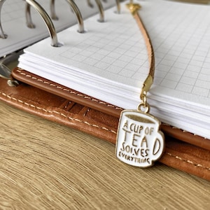 Segnalibro Tea Solves Everything - Scegli la dimensione - Estetica minimalista - Accessori per planner ad anello - Filofax, Kikki K