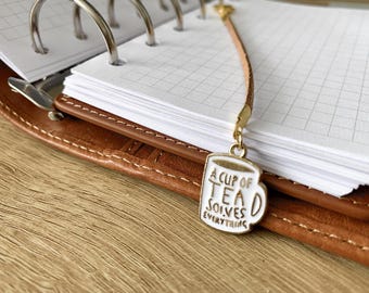 Tea Solves Everything Bookmark Page Marker - Choose Size - Minimal Aesthetic - Ring Planner Accessories - Filofax, Kikki K
