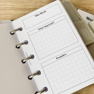 Detailed Weekly Foldout Inserts for MINI PLANNERS - Printed & Punched Inserts - Fits Filofax Mini Ring Planners