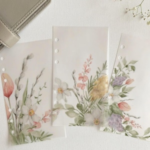 Watercolour Spring Vellum Dashboards - Set of 3 - A5, B6, Personal Wide, Personal, A6, Pocket, Mini Ring Planners. Add Deco and Layering