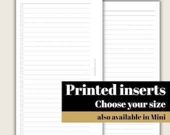 Task List - Printed & Punched Inserts - Fits A5, B6, Personal Wide, Personal, A6, Pocket +, Pocket Ring Planners