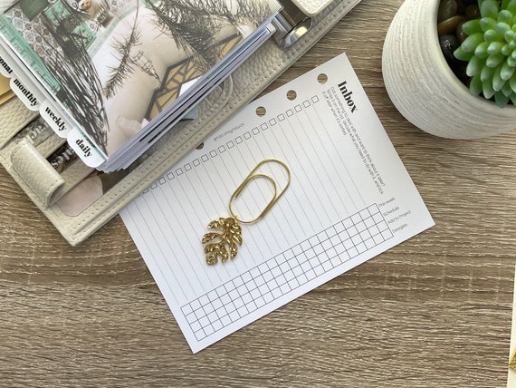 Minimal Gold Monstera Leaf Luxe Planner Charm Ring Planner 