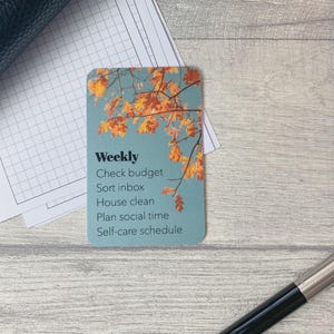 Carte de tâches personnalisée - Ciel d'automne - Carte de tâches personnalisée pour votre agenda - Ajoutez des tâches, des routines, des rappels - Fonctionnelle, déco minimale