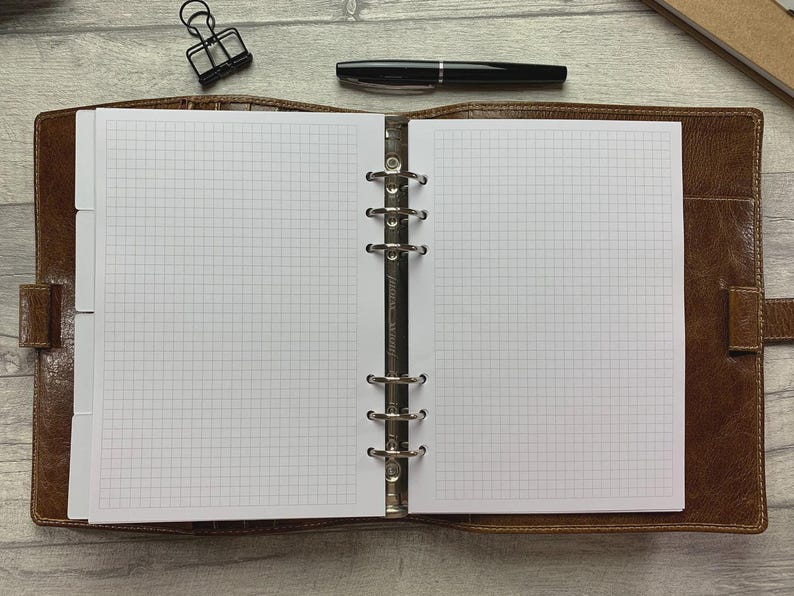 Grid Paper - Cut & Punched for Your Ring Planner Layouts - White Smooth 28lb 100gsm Paper. Fits A5, B6, PW, Personal, A6, Pocket and Mini image 2