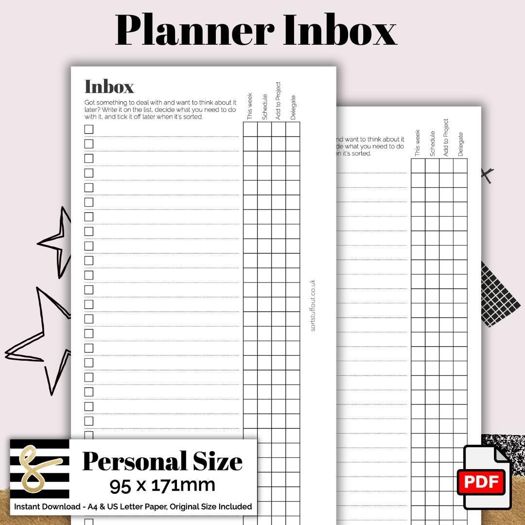 Personal Size Inbox Printable PDF - Instant Download - Disc or Rings ...