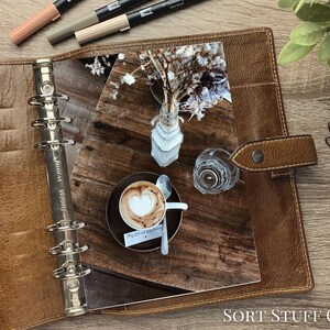 Cafe Table Coffee Cup Latte Art Dashboard Fits A5, B6, Personal Wide, Personal, A6, Pocket, Mini Ring Planners. Protective Cover. image 2