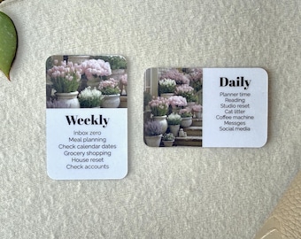 Pink Spring Garden Card - Custom Text for Your Planner - Add Tasks, Routines, Reminders, Quotes - Horizontal or Vertical