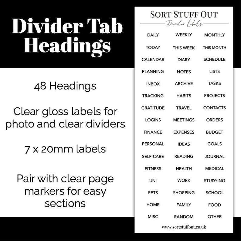 Diviserified Labels Divider Labels - 48 on One Sheet! Choose Your Font - Compatible With ...