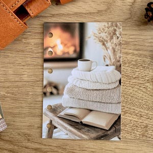 Bücher, Decken & Kaffee - Herbst Dashboard - Passend für A5, B6, Personal Wide, Personal, A6, Pocket, Mini Ring Planner. Schutzhülle.