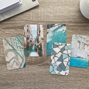 Schede diario - Verde acqua neutro - Confezione da 5 per decorazioni da planner - Da usare come segnalibri, decorazioni - Opzioni con clip e porta biglietti