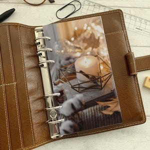 Candle and Fairy-Lights Dashboard - Fits A5, B6, Personal Wide, Personal, A6, Pocket, Mini Ring Planners. Protective Cover.