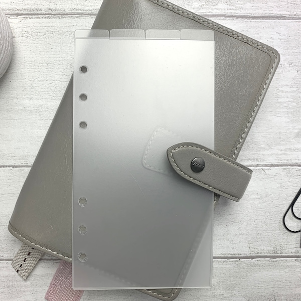 Clear Frosted Personal Planner Dividers. Organise with Side Tabs or Top Tabs. Minimal & Functional. Filofax and Kikki K Medium
