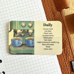 Scheda attività personalizzata - È ora dell'espresso - Scheda attività personalizzata per il tuo planner - Aggiungi attività, routine, promemoria - Decorazione funzionale e minimalista