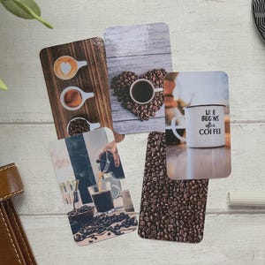 Carnets cartonnés - La vie commence après le café - Lot de 5 pour agenda déco - À utiliser comme signets, décoration - Options clip et porte-cartes