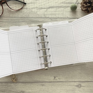 Pocket Size Weekly Grid Foldout - Printed & Punched Inserts - Fits Pocket Rings