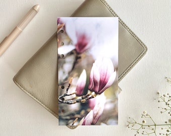 Magnolia Flower - Spring Dashboard - Fits A5, B6, Personal Wide, Personal, A6, Pocket, Mini Ring Planners. Protective Cover.