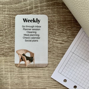 Custom Text Task Card - Wicker Chair - Personalised Task Card for Your Planner - Add Tasks, Routines, Reminders - Functional, Minimal Deco