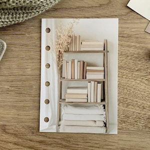 Neutral Bookcase Dashboard - Fits A5, B6, Personal Wide, Personal, A6, Pocket, Mini Ring Planners. Protective Cover.