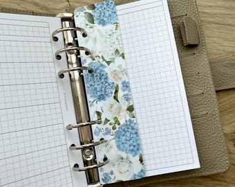Blue Flowers Page Marker - Gloss Laminated - Choose Your Ring Planner Size