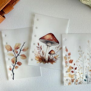 Herbst Woodland Pergamin Dashboards - 3er-Set - A5, B6, Personal Wide, Personal, A6, Pocket, Mini Ring Planner. Fügen Sie Deko und Schichtung hinzu
