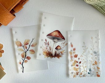 Planificadores de vitela Autumn Woodland - Juego de 3 (A5, B6, Personal Wide, Personal, A6, de bolsillo y minianillas). Decora y crea capas.
