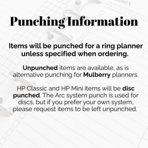 a piece of paper with the words punchin information