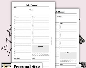 Personal Classic Daily With Hourly Schedule Printable PDF - Instant Download - Disc or Rings - Productivity Insert - To Do