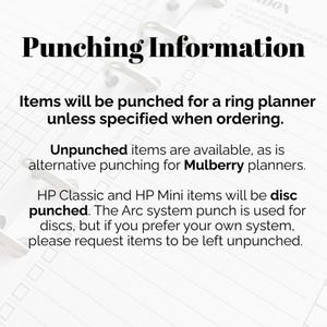a piece of paper with the words punchin information