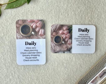 Tulips & Coffee Card - Custom Text for Your Planner - Add Tasks, Routines, Reminders, Quotes - Horizontal or Vertical