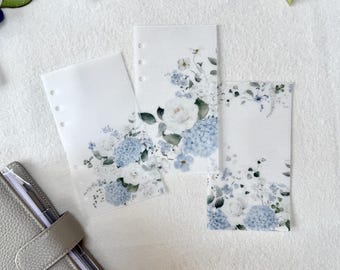 Blue Floral Vellum Dashboards - Set of 3 - Choose Your Size - Disc or Ring Planners