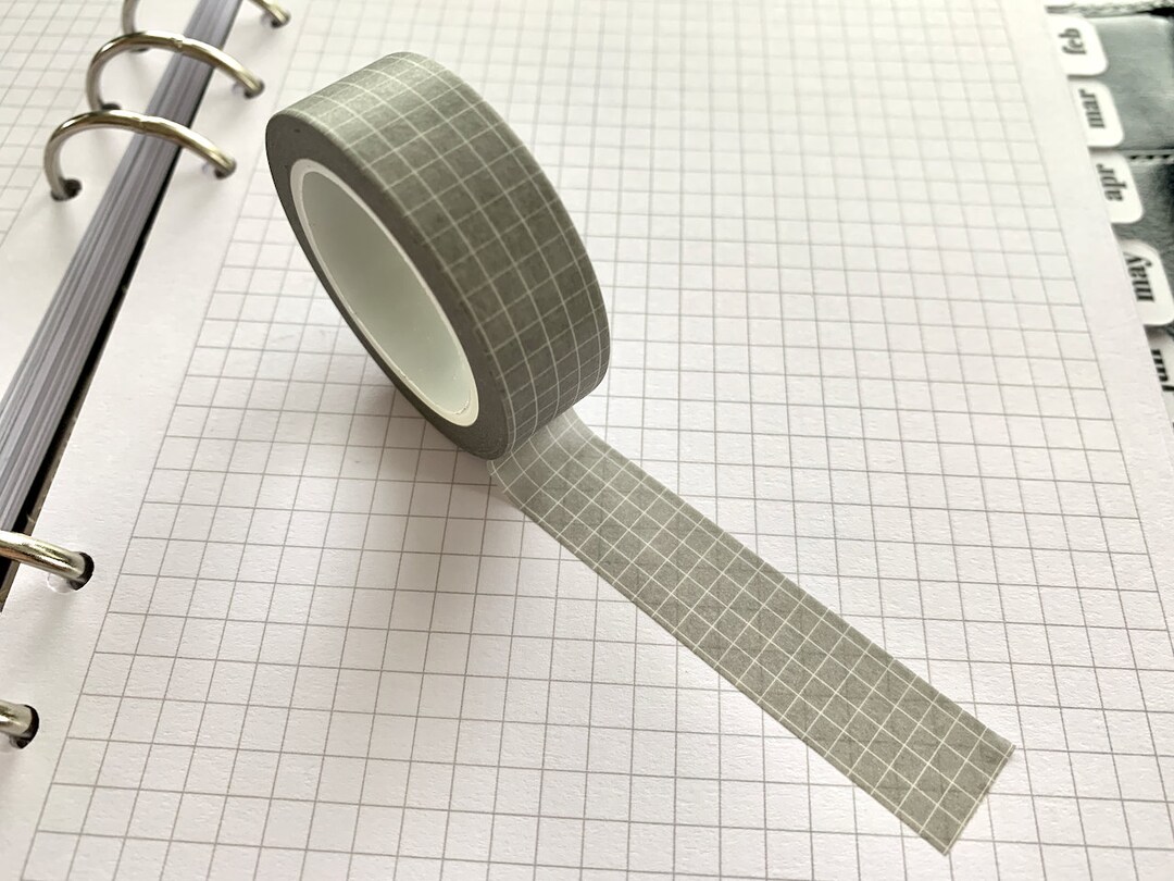 Grey Grid Geometric Washi Tape 10m Decorate Your Planner Etsy