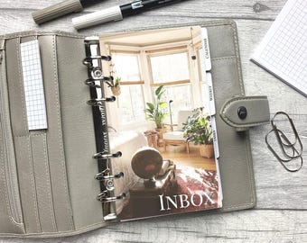 Inbox - Sunny - Interior Design Dashboard - Fits A5, B6, Personal Wide, Personal, A6, Pocket, Mini Ring Planners. Protective Cover.