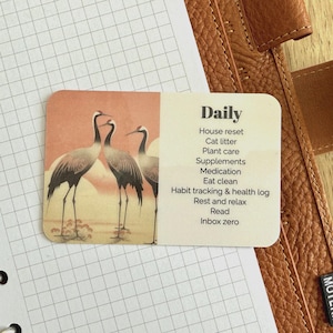 Scheda attività personalizzata - Gru giapponesi - Scheda attività personalizzata per il tuo planner - Aggiungi attività, routine, promemoria - Decorazione funzionale e minimalista