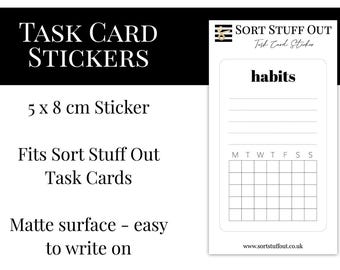 Task Card Sticker - Habits - Use Your Planner Cards to Prioritise - Productivity and Motivation - Single Sticker for Credit Card Size Cards