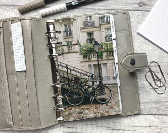 Paris Bicycle - Architecture Dashboard - Fits A5, B6, Personal Wide, Personal, A6, Pocket, Mini Ring Planners. Protective Cover.