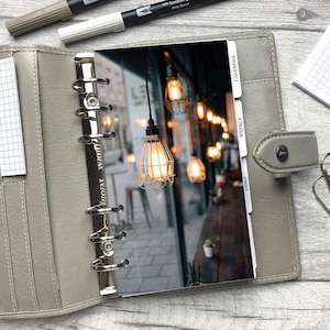Coffee Shop - Industrial Aesthetic Dashboard - Fits A5, B6, Personal Wide, Personal, A6, Pocket, Mini Ring Planners. Protective Cover.