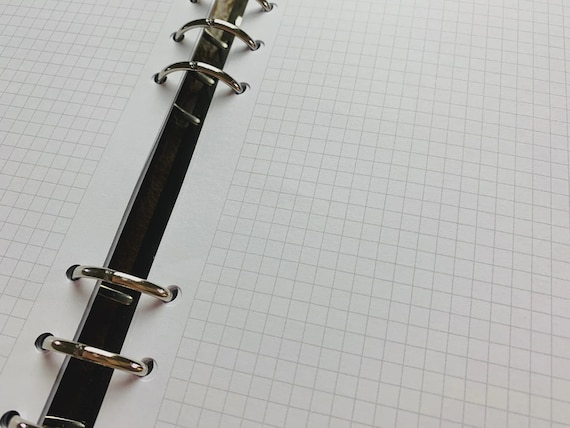 Grid Paper - Cut & Punched for Your Ring Planner Layouts - White Smooth 28lb 100gsm Paper. Fits A5, B6, PW, Personal, A6, Pocket and Mini