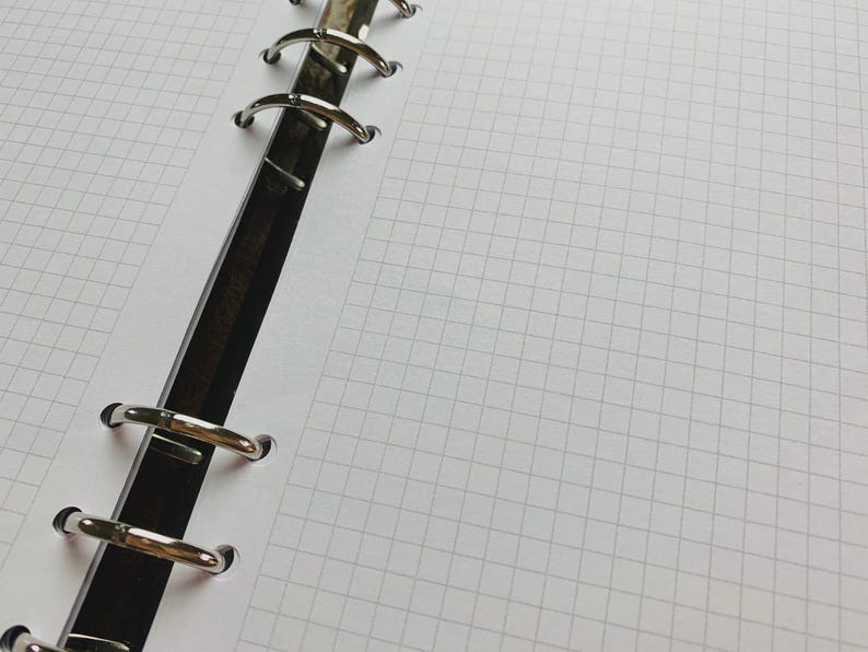 Grid Paper - Cut & Punched for Your Ring Planner Layouts - White Smooth 28lb 100gsm Paper. Fits A5, B6, PW, Personal, A6, Pocket and Mini image 1