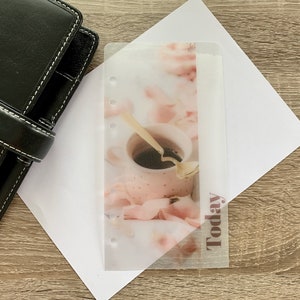 Coffee & Roses - Vellum Custom Text Page Marker - A5, B6, Personal Wide, Personal, A6, Pocket, Mini - Planner Bookmark