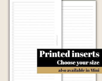 Wish List - Printed & Punched Inserts - Fits A5, B6, Personal Wide, Personal, A6, Pocket +, Pocket Ring Planners