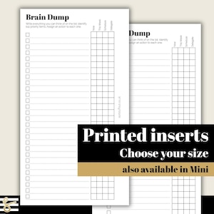 Brain Dump - Printed & Punched Inserts - Fits A5, B6, Personal Wide, Personal, A6, Pocket +, Pocket Ring Planners