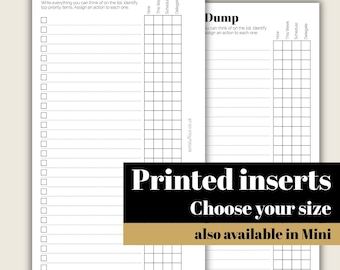 Brain Dump - Printed & Punched Inserts - Fits A5, B6, Personal Wide, Personal, A6, Pocket +, Pocket Ring Planners