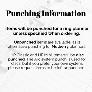 a piece of paper with the words punchin information