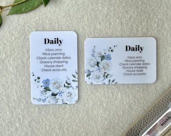 Blue Floral Card - Custom Text for Your Planner - Add Tasks, Routines, Reminders, Quotes - Horizontal or Vertical