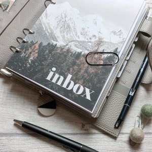 Winter Mountain Inbox Dashboard - Fits A5, B6, Personal Wide, Personal, A6, Pocket, Mini Ring Planners. Protective Cover.