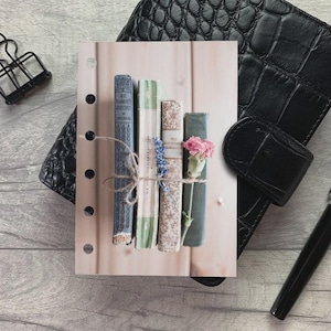 Libros y Flores Vintage - Tablero de Lectura - Compatible con agendas A5, B6, Personal Wide, Personal, A6, de Bolsillo y Mini Ring. Funda protectora.