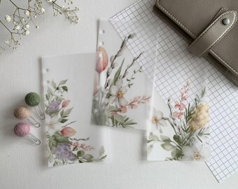 Flores en acuarela - Paquete de primavera 3 unidades con un 25% de descuento - Compatible con agendas A5, B6, Personal Wide, FCC, Personal, A6, Pocket +, Pocket y Mini Ring.