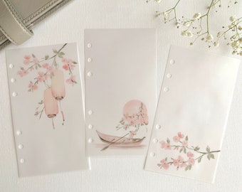 Spring Cherry Blossom Vellum Dashboards - Set of 3 - A5, B6, Personal Wide, Personal, A6, Pocket, Mini Ring Planners. Add Deco and Layering