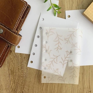 Terracotta Stems Vellum Dashboard - Fits A5, B6, Personal Wide, Personal, A6, Pocket, Mini Ring Planners. Add Decoration and Layering